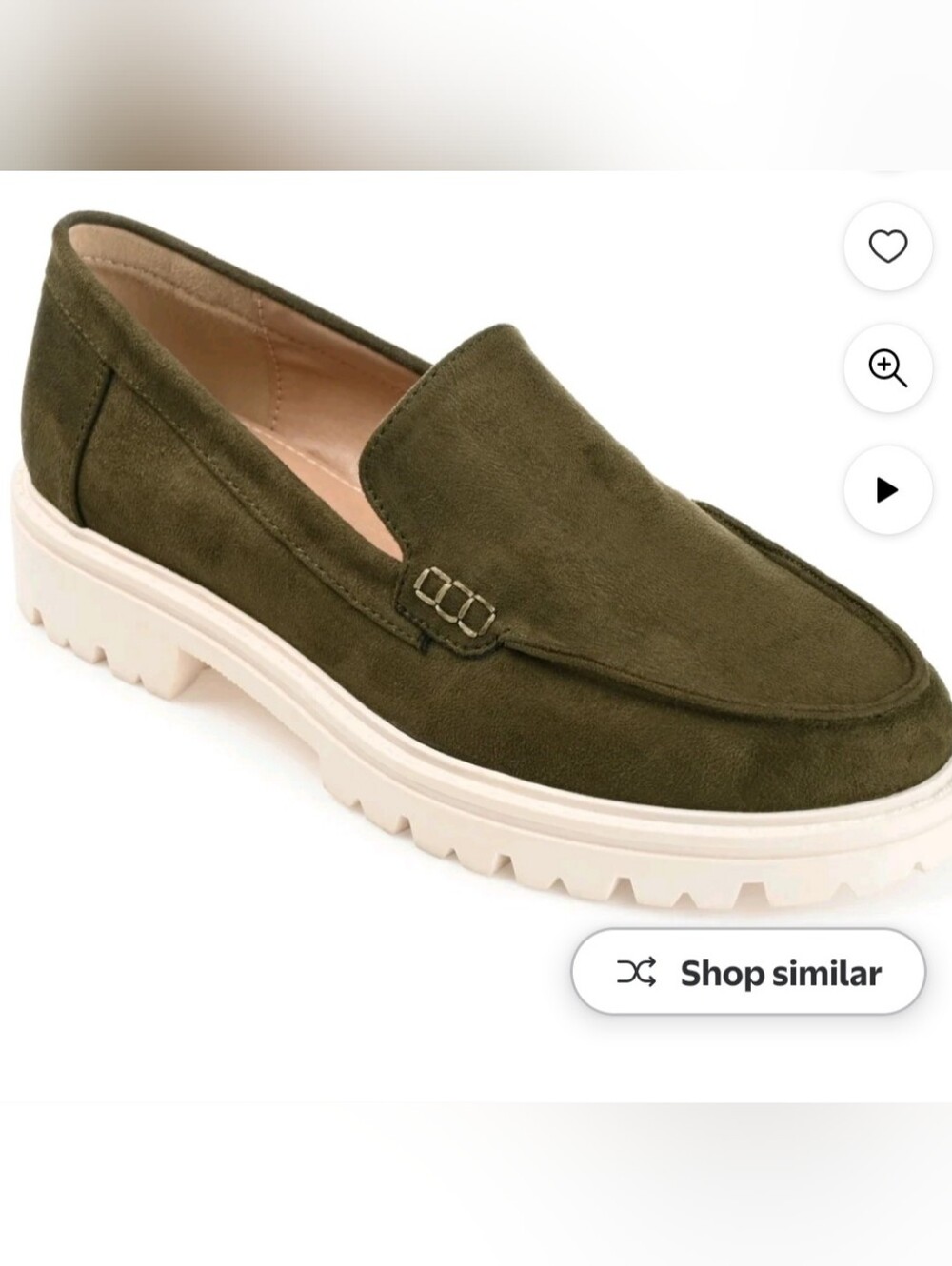 Women's Olive Green Suede Lug Sole Loafers - Casual Comfort